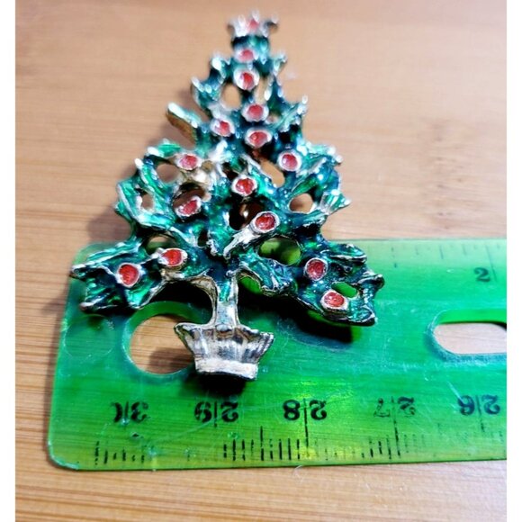 Christmas Tree and PEACE ON EARTH Wreath Pins 1950's Brooches Vintage Christmas - Picture 6 of 6